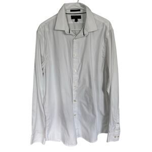 Banana Republic Wrinkle Resistant Untucked Fit Button Down White Mens Large Tall